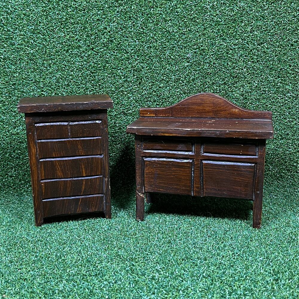 Vintage Miniature Wooden Cabinet Dollhouse Furniture